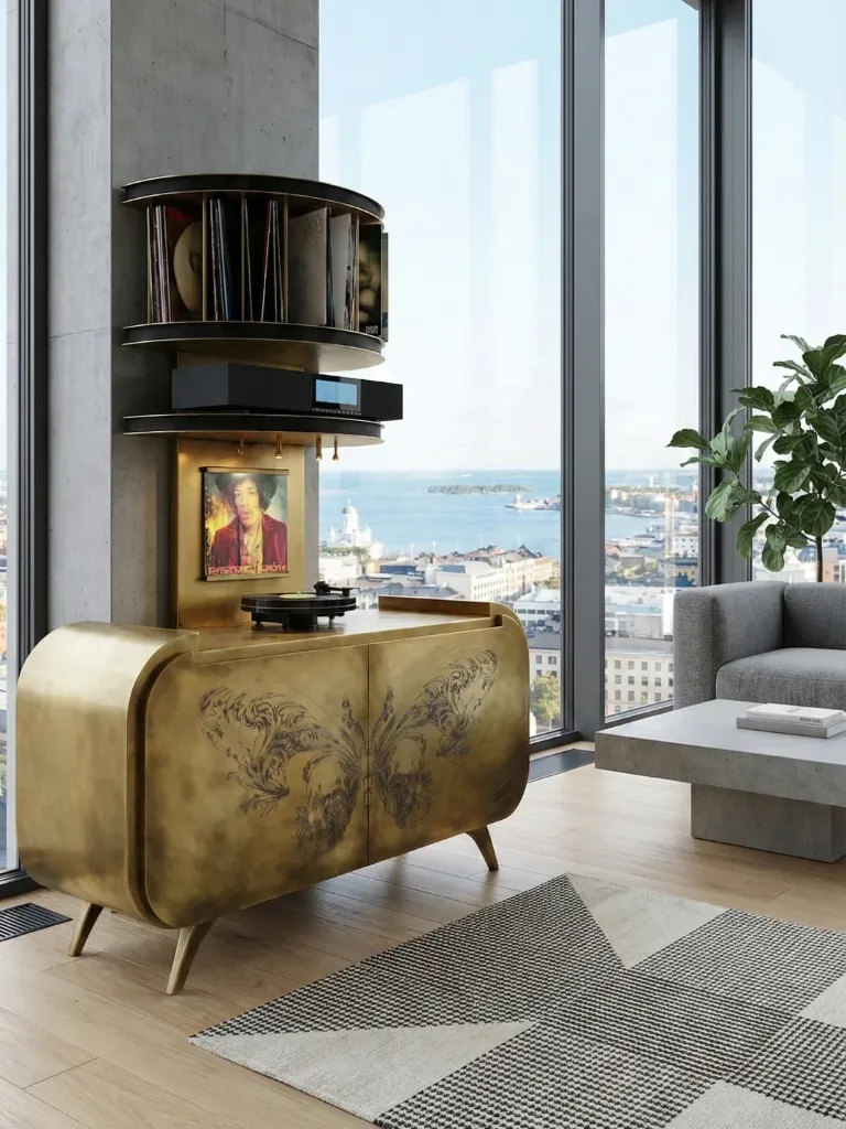 [AP-1002] “Aura Vinyl” Musical Bar Cabinet